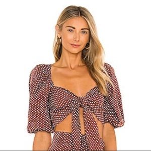 Faithful The Brand Raylee Top - auburn crop top with tie front